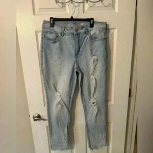 Seven7‎ Weekend Slim Fit Jean High Rise Straight Leg Distressed Sz 12